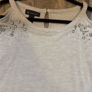 INC International Concepts Women's Gray Embellished Top